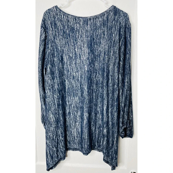 Weekends by Chicos Women Asymmetrical Knit Sweater Sz 3 Lightweight Blue Stretch - Picture 3 of 9